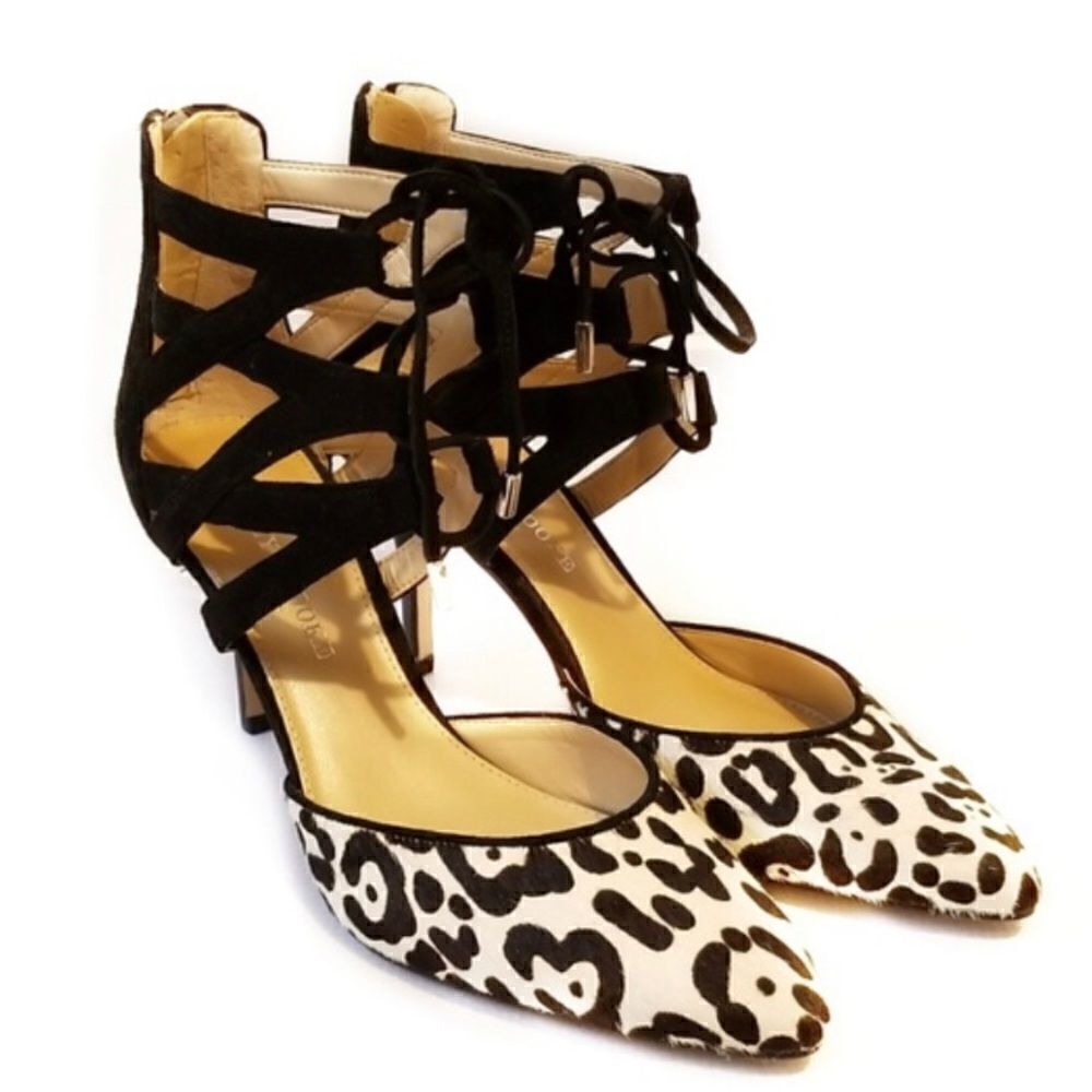 Audrey Brooke Abhanyaly leopard calf hair heel